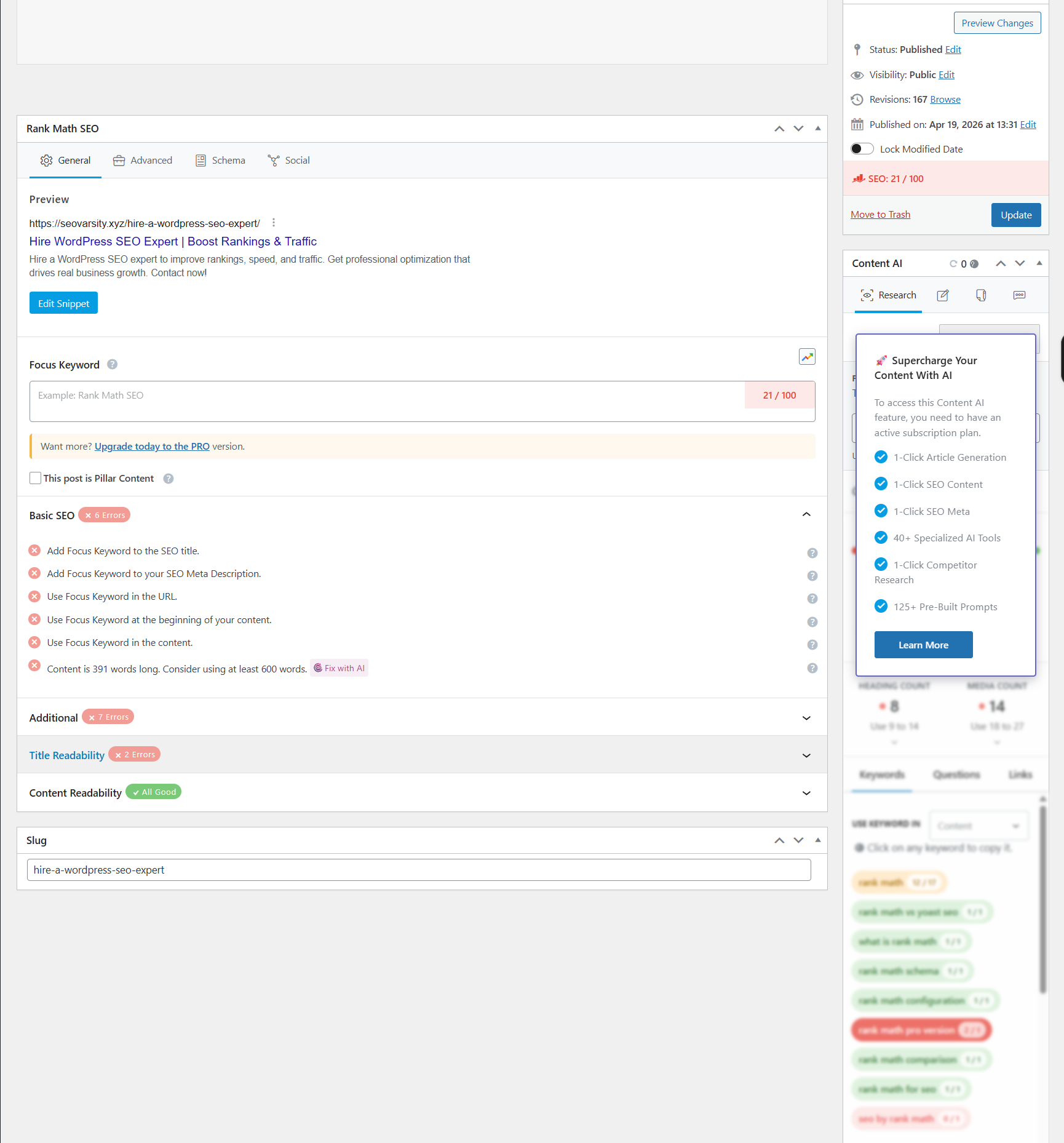 wordpress seo swervices